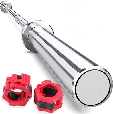 LCARNO 3 Feet Straight Olympic Barbell Rod 50mm Outer Dia with barbell clamp Weight Lifting Bar