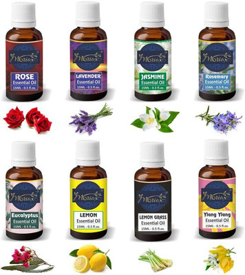 MORIOX Rose Lavender Jasmine Rosemary Eucalyptus Lemon Lemongrass Ylang Ylang Oil(120 ml)