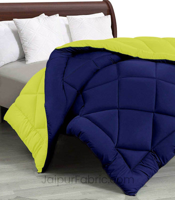 JAIPUR FABRIC Solid Double Comforter for  Heavy Winter(Microfiber, Navy Blue-Lemon Green)