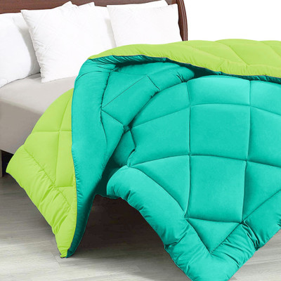 JAIPUR FABRIC Solid Double Comforter for  Heavy Winter(Microfiber, Sky Blue-Lemon Green)