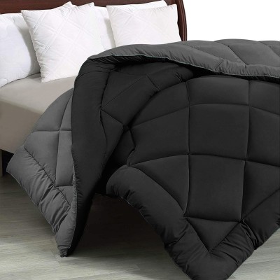 JAIPUR FABRIC Solid Double Comforter for  Heavy Winter(Microfiber, Black Grey)