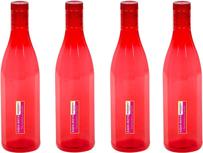 VARMORA Aqua Maya 1 Litre Water Bottles (Set of 4) Red 1000 ml Bottle(Pack of 4, Red, Plastic)