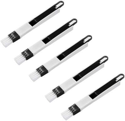 PRM 2 in 1 Multi-Function Window Slot Brush with Dustpan for Keyboard |pack of 5 Plastic Wet and Dry Brush(Black, White, 5 Units)