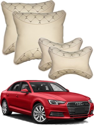 PEEPS STORE Beige Leatherite Car Pillow Cushion for Audi(Contemporary, Pack of 4)