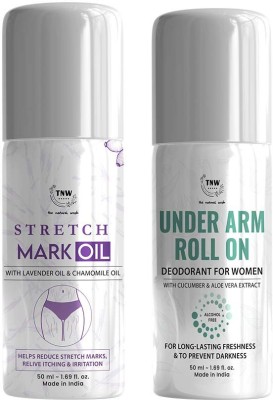 TNW - The Natural Wash Body Care Combo with Stretch Mark Oil and Under Arm Roll On | For Reducing Stretch Marks & Controlling Odor(2 Items in the set)