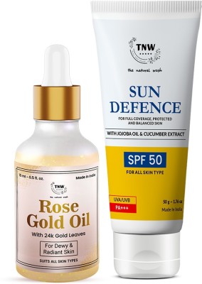 TNW - The Natural Wash Skincare Combo with Rose Gold Oil & Sun Defense | For Moisturizing & Protecting Skin | Suitable for All Skin Types(2 Items in the set)