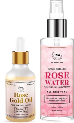 TNW - The Natural Wash Skincare Combo with Rose Gold Oil & Steam Distilled Rose Water | For Moisturizing & Hydrating Skin | Suitable for All Skin Types(2 Items in the set)