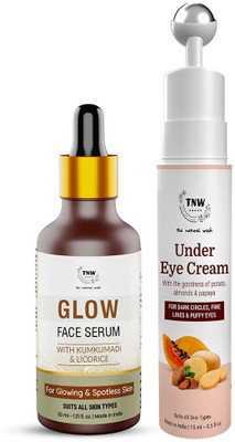 TNW - The Natural Wash Skincare Combo of Glow Face Serum and Under Eye Cream | Makes Skin Tone Even & Removes Dark Circles |Suitable for All Skin Types(2 Items in the set)