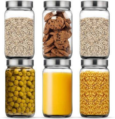VERPHX Glass Grocery Container  - 1000(Pack of 6, Clear)