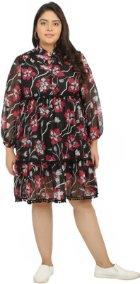 TSM Women A-line Black Midi/Calf Length Dress