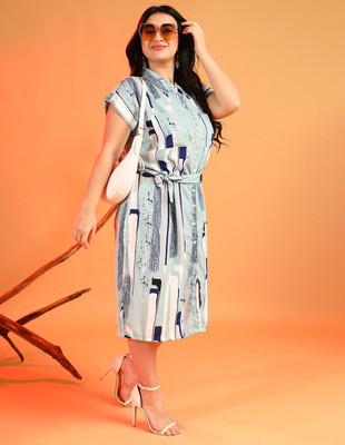 Instafab Plus Women Fit and Flare Multicolor Below Knee Dress