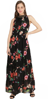 TSM Women A-line Black Maxi/Full Length Dress
