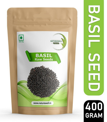 Naturewell Organics Basil Seeds (Raw Seed ) Tukmariya / Sabja / Bapji Seed Helps in Weight Loss Basil Seeds(400 g)