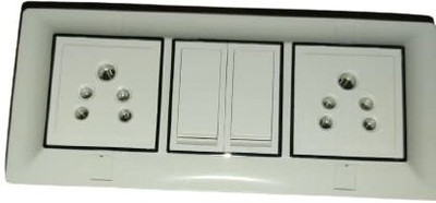 supriya 2+2 modular board with plate and box with wire Wall Plate(White)