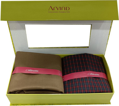Arvind Cotton Blend Solid, Checkered Shirt & Trouser Fabric