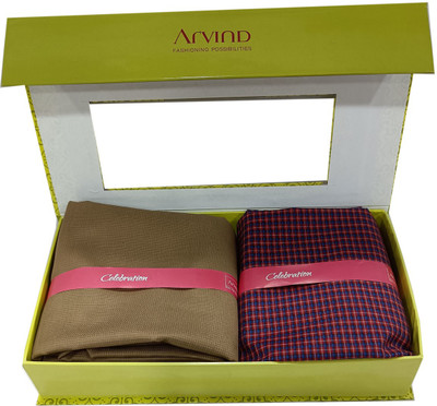 Arvind Cotton Blend Solid, Checkered Shirt & Trouser Fabric