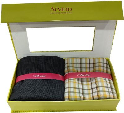 Arvind Cotton Blend Solid, Checkered Shirt & Trouser Fabric