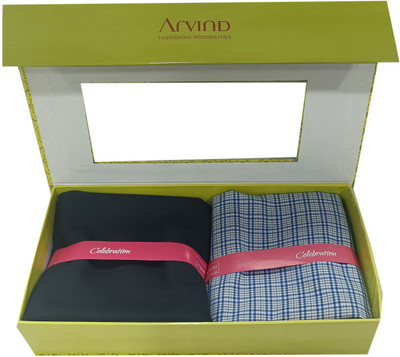 Arvind Cotton Blend Solid, Checkered Shirt & Trouser Fabric