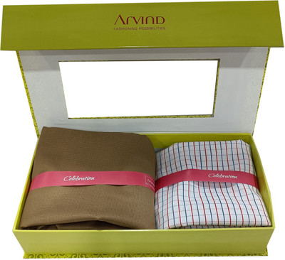 Arvind Cotton Blend Solid, Checkered Shirt & Trouser Fabric
