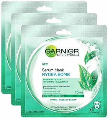 GARNIER Skin Naturals Face Serum Sheet Mask (Green), (Pack Of 3)(84 g)