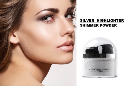 KA-KAIASHA POWDER HIGHLIGHTER SILVER SHADE WITH BRUSH PACK OF 1 Highlighter(SILVER)