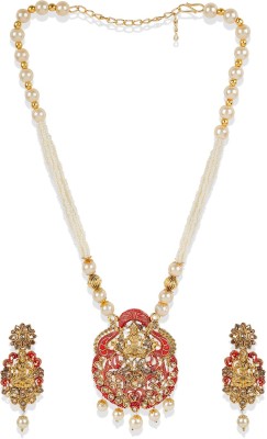 Angel In You Brass Gold-plated Red Jewellery Set(Pack of 1)