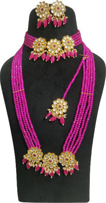 Dsara Creations Brass Pink Jewellery Set(Pack of 1)