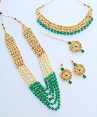 Ratmanee Alloy Gold-plated Gold, Green Jewellery Set(Pack of 1)