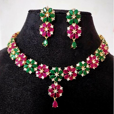 Glofy Brass Gold-plated Multicolor Jewellery Set(Pack of 1)