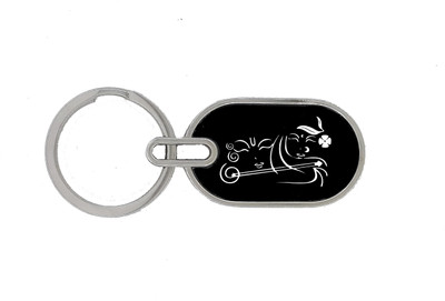 TRAQ RADHE KRISHNA ENGRAVED ROUND METAL Key Chain