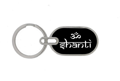 TRAQ OM SHANTI ENGRAVED ROUND METAL Key Chain
