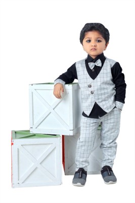 OOKSGAL Baby Boys & Baby Girls Party(Festive) Jacket Pant(Grey)