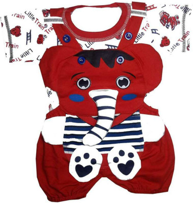 Classic Export Baby Girls Maxi/Full Length Casual Dress(Red, Half Sleeve)
