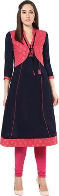 STYLESTONE Women Printed Anarkali Kurta(Red, Blue)