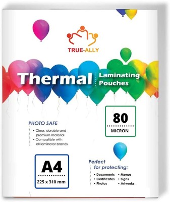 True-Ally Lamination Pouch Clear Glossy Thermal Transparent Waterproof 25 Sheets A4 Laminating Sheet(350 mil Pack of 25)