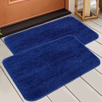 Slayy with Style Microfiber Door Mat(Blue, Medium, Pack of 2)