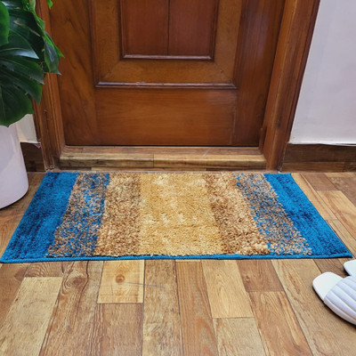 A CUBE LUXURY SOLUTIONS Microfiber, Polyester Floor Mat(Blue, Large)