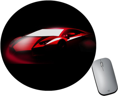 BLISSart Mousepad For Laptops Computer Gaming Mouse Pad HD Printed-Red Supercar Non Slip Base Mousepad(Round (8 Inches))