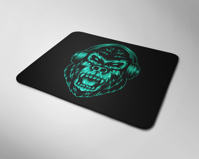 BLISSart Mousepad For Laptops Computer Gaming Mouse Pad HD Printed-Music Lover Chimpanzee Non Slip Base Mousepad(Square 9 X 7.5 Inches)