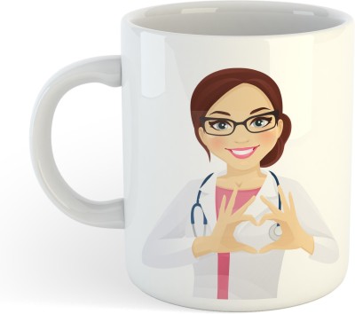Printo Kraft Nurse of Heart Printed White Ceramic Tea & Coffee J6 Ceramic Coffee Mug(325 ml)
