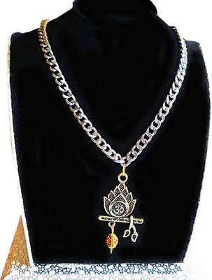 ANVIKA Trending Men's Chain With Krishna Flute Locket Stainless Steel Chain