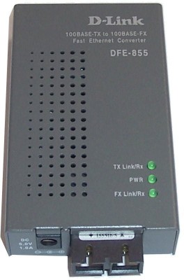 D-Link DFE-855MI media converter converts 10/100BASE-TX Ethernet twisted –pair signals to fiber signals Maximum fiber cable distance for multi-mode is 2kms 5 Ports 1000 Mbps Network Switch(Grey)