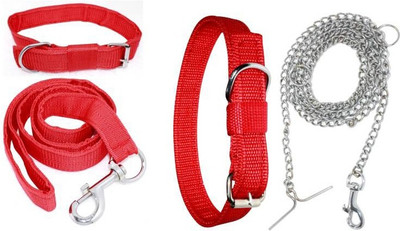 havish Dog Collar & Leash(Medium, RED)