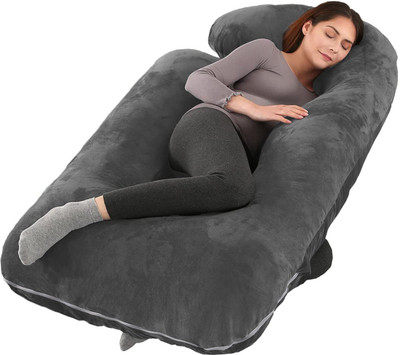 WILD MINT Microfibre Solid Pregnancy Pillow Pack of 1(Grey)