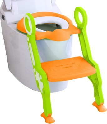 sunbaby Foldable Potty-Trainer Seat for Toilet Potty Stand with Ladder Step (Orange) Potty Seat(Orange, Green)