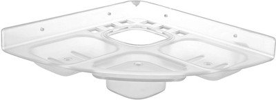 Epraiser ABS Unbreakable EZ-143-Corner Shelf with Tumbler Plastic Wall Shelf(Number of Shelves - 1, White)