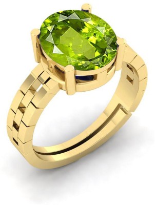 TODANI JEMS 9.25 Ratti 8.60 Carat Certified Natural Green Peridot Gemstone Adjustable Ring Brass Peridot Rhodium Plated Ring