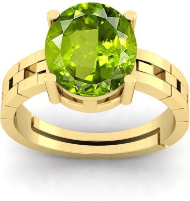 RSPR 7.25 Ratti 6.60 Carat Certified Natural Green Peridot Gemstone Adjustable Ring Brass Peridot Ring