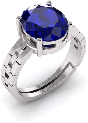 Pranjal Gems Original 12.25 Ratti Blue Sapphire Gem Stone Ring With Leb Certificate Brass Sapphire Ring