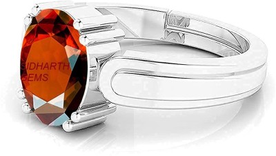 Sidharth Gems 7.00 Ratti 6.00 Carat Natural Gomed Hessonite Adjustable Silve Plated Ring Brass Garnet Brass Plated Ring